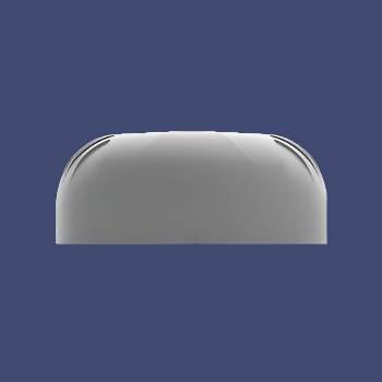 blue background with opposite side view showing flat back