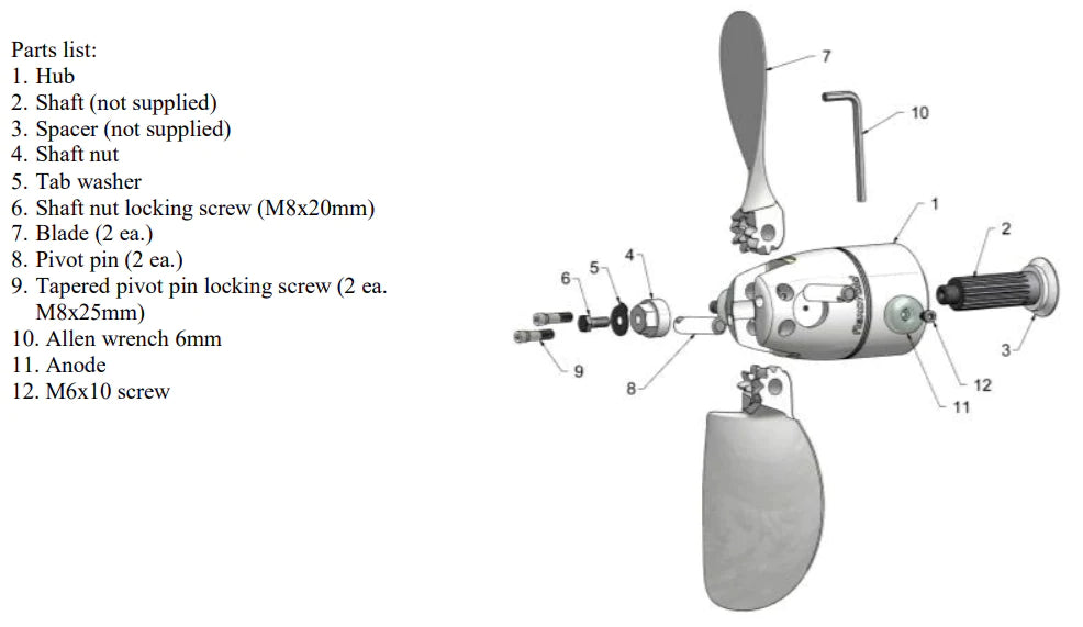 Flexofold Service KIT for 2-Blade Saildrive Propellers - Parts - product image 2