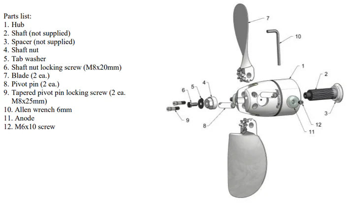 Flexofold Zinc Anodes -118 AL Aluminum for Saildrive 2-Blade Propellers - product image 2