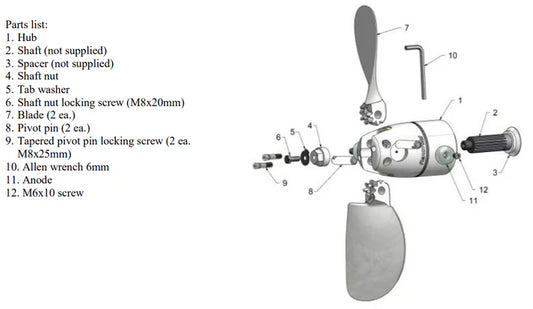 Flexofold Zinc Anodes -118 AL Aluminum for Saildrive 2-Blade Propellers