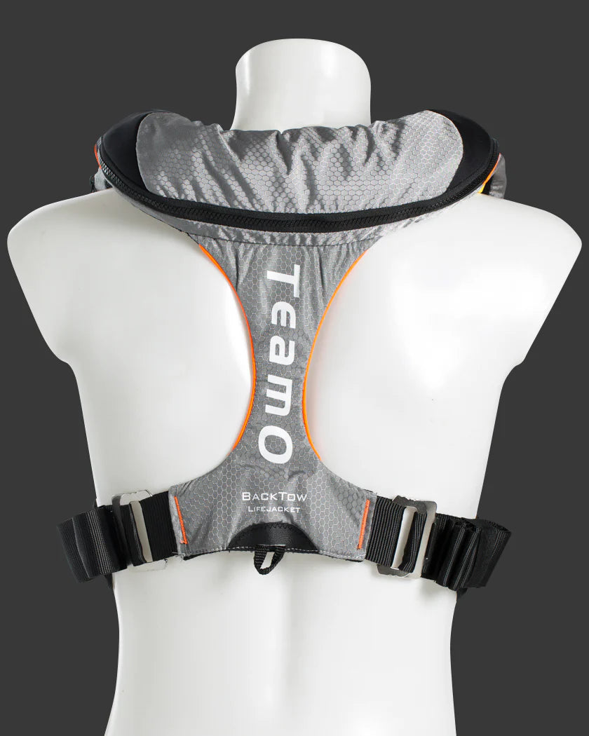 TeamO Marine | 170N Backtow™ Offshore Inflatable PFD | Grey and Orange | PRO Sensor