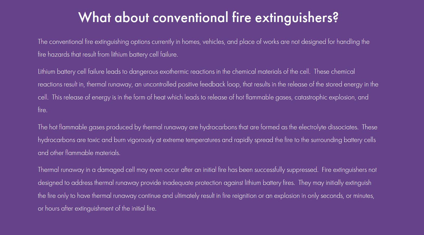 LiCELL- AH001 1L AVD -Indie Marine's Lithium Battery Fire Extinguisher - Sea-Fire - SPECIAL ORDER