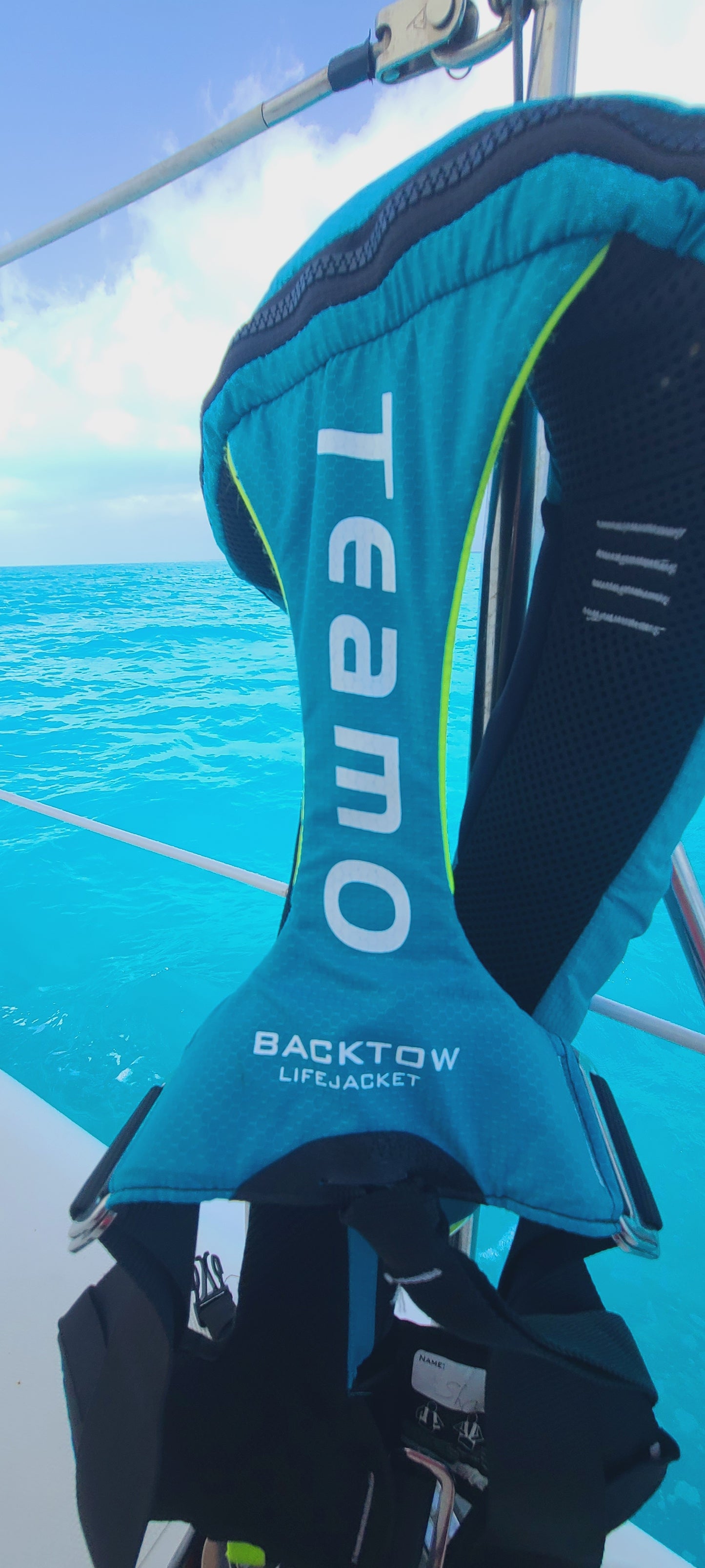 Back view of the PFD inflatable