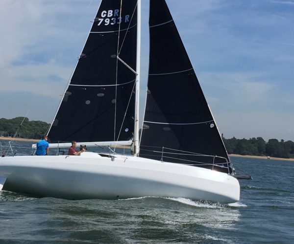 Racing Sailboat showing a boat that would work great with a Cyclops load sensor