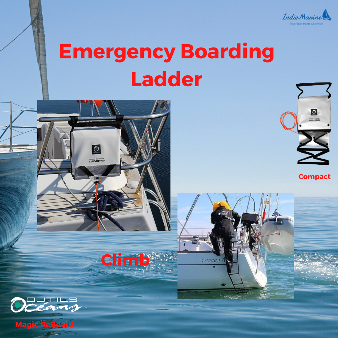 Emergency Ladder - Magic Reboard for Dinghy or Boat - 9 Step- Outils Oceans