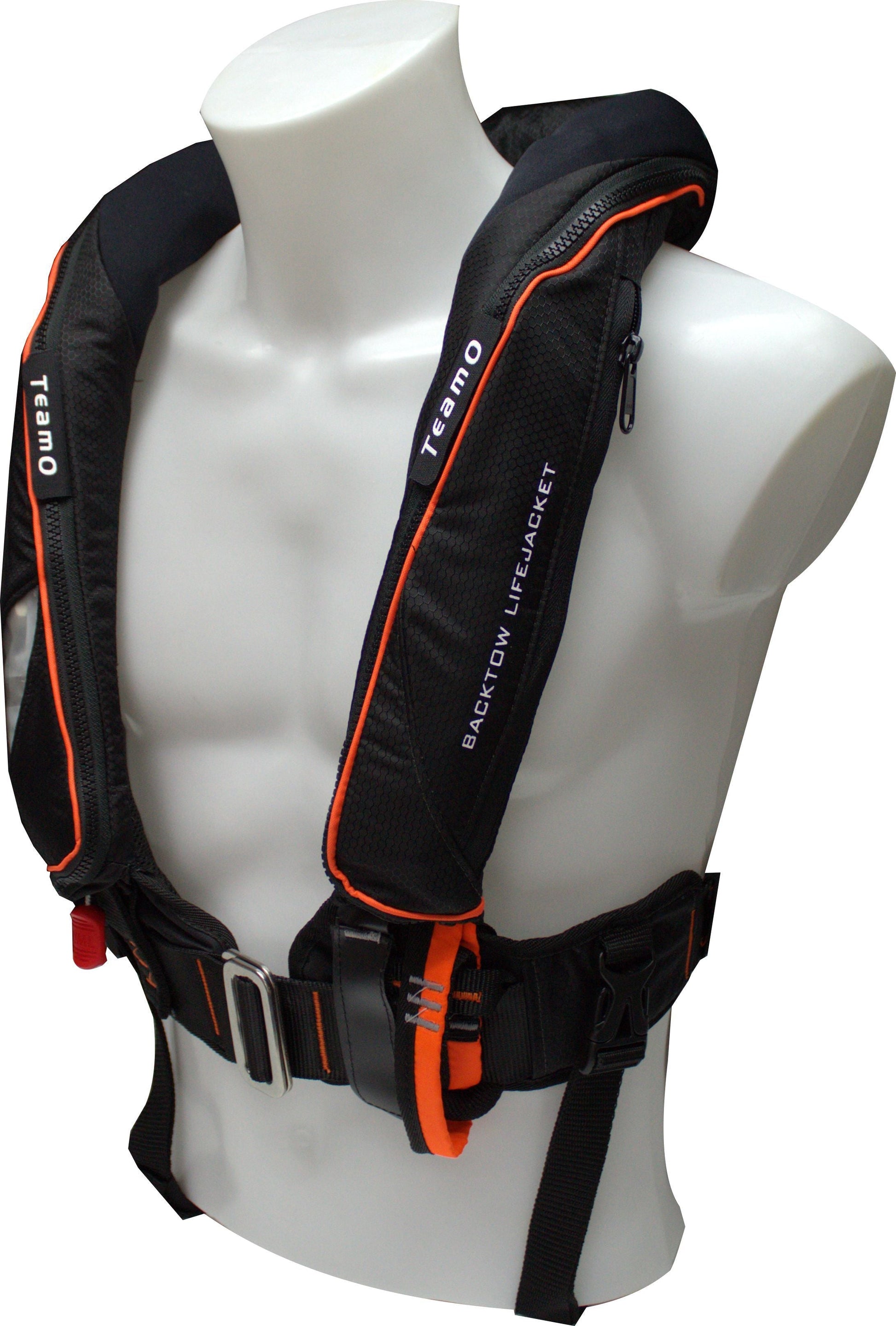 170N BackTow inflatable PFD in Black | Side angle