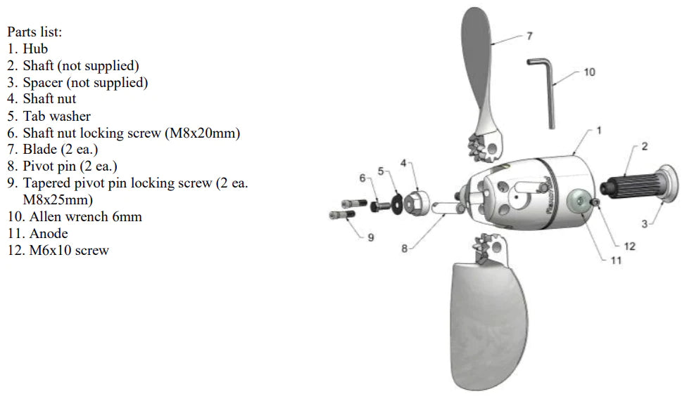 Flexofold Service KIT for 2-Blade Saildrive Propellers - Parts