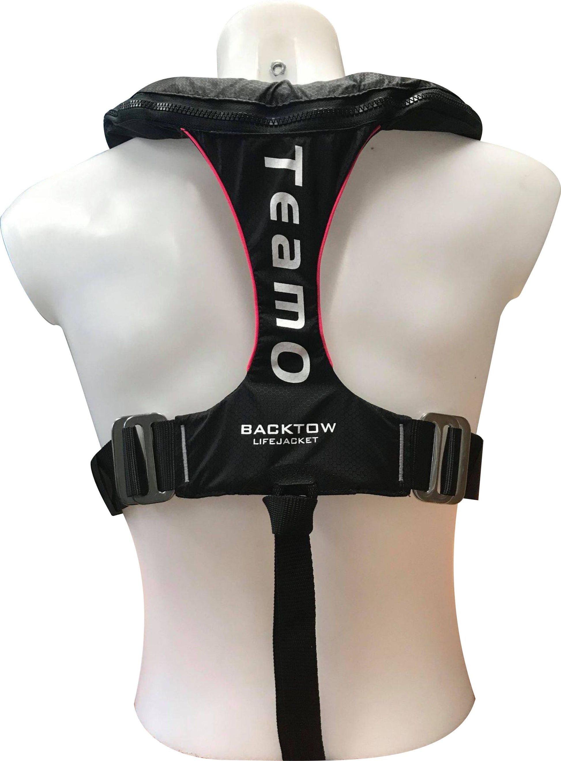 TeamO Coastal Inflatable PFD in Black with Pink back shot