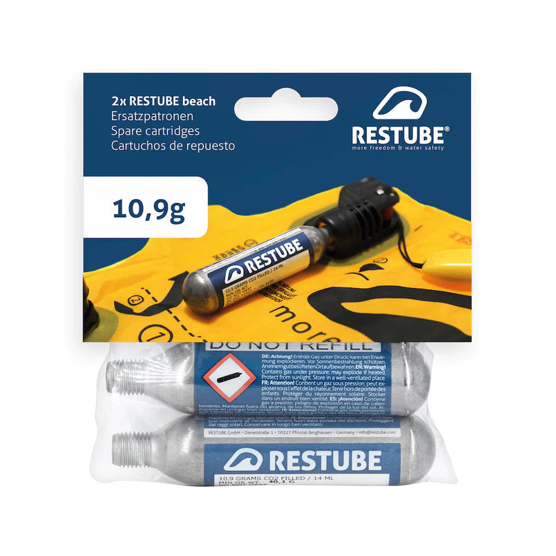 Restube Reusable CO2 Cartridges (10.9 g) 2 Pack - Only for Restube Beach