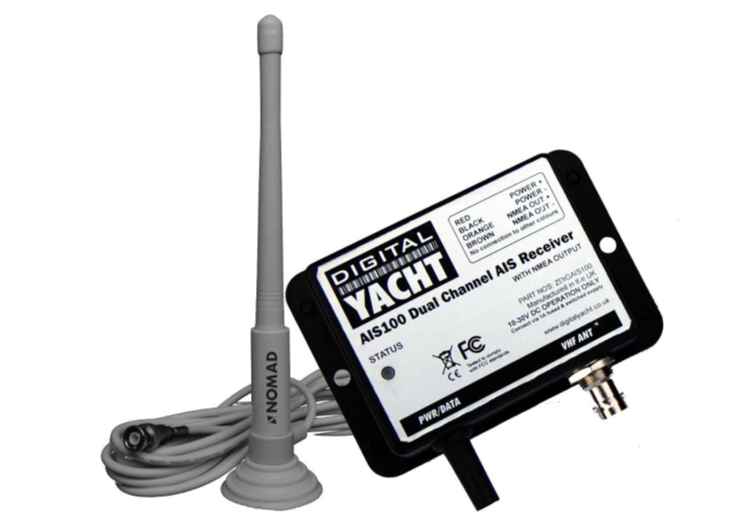 AIS100 Receiver (USB) with QMax Portable VHF Antenna - Digital Yacht